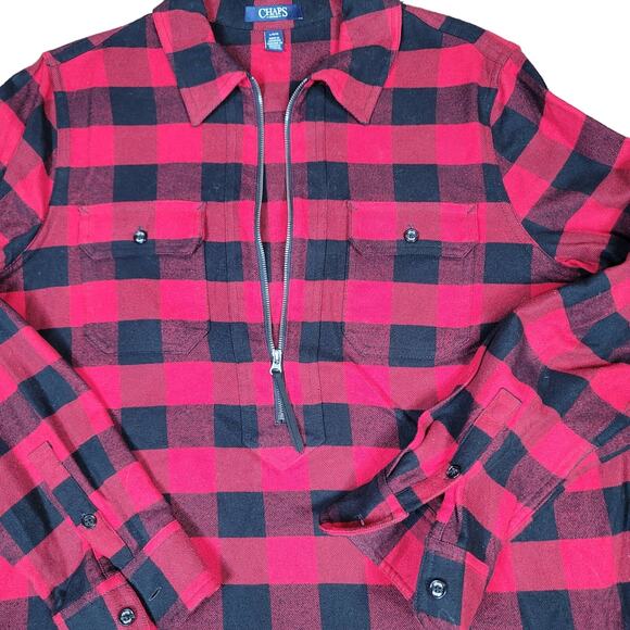 Chaps Buffalo Plaid 1/2 Zip Pullover Shacket Women's SZ LG - Picture 4 of 10
